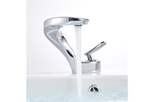 Onyzpily Wasserhahn Einhand-Waschtischarmatur mit Messing Wasserhahn Bad Waschtischarmatur Armatur Mischbatterie Waschbecken wassersparend Einhebelmischer Badarmatur Waschbecken Kaltes und Heiß Chrom