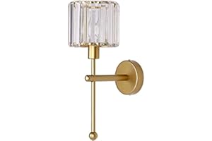 MZStech E14 Nowoczesne lampy ścienne w minimalistycznym stylu, przezroczysta kryształowa lampa ścienna, kinkiety do korytarza, lampki nocne do sypialni (złote)