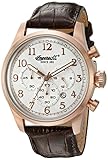 Ingersoll Herren-Armbanduhr Quarz, mit silberfarbenem Zifferblatt, Chronograph-Anzeige und braunem Lederband inq041slrs