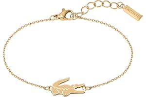 Lacoste Bracelet en chaîne pour Femme Collection CROCODILE disponible en version argentée, dorée ou or rose clair