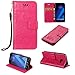 Produktbild BestCatgift Galaxy A3 (7) Wallet Hülle, [Embossed Elephants] Magnetic Protective PU Leather Flip Folio Cover für Samsung A3 SM-A320 - Rose Red