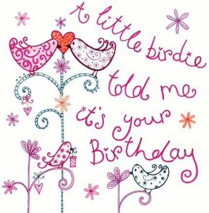 Female Birthday / Greetings Card (MIN6018) A Little Birdie Told Me - Flittered Finish With Gem Embellishment