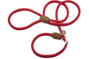 Supet Hundeleine Retrieverleine mit zugstopp Moxonleine Dauerhafte Weiche Geflochten mit Halsband Einstellbar Retriever Leinen für Kleine Mittlere und Große Hunde (Rot,M)