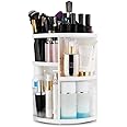INOVERA (LABEL) Cosmetic Makeup Organizer for Women, Bride & Girls - 360 Rotating Storage Organiser Box - Dressing table Vanity Case Holder for Lipsticks, Skincare Kit & Brushes Set - White