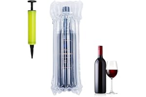 GIRAFEDA Lot de 20 Bubble Wrap Bottle Sac Bouteille de Vin+Pompe à Air Emballage Bouteille de Vin Antichoc Sac Bouteille Champagne Pochette Cadeau Vin Sac Transport Vin pour Protection Vin Champagne