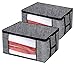 Produktbild Homyfort 2 Stück Aufbewahrungstasche für Bettdecken und Kissen - Kleidung Lagerplätze, Bettwäsche, Decken Organisator Lagerbehälter, Haus bewegen Tasche, Feuchtigkeit geschützt, 60 x 45 x 30cm, 81L, Schwarz Leinen, XAR60M