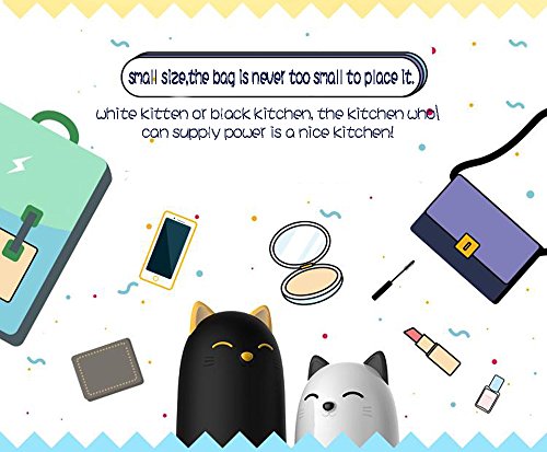 EMIE Cute Kitten Entwurf 10000mAh hohe Kapazität Externer Akku Portable Akku Ladegerät 5V 2.1A Schnell WiederaufladbarUSB Ladegerät Pack für iPhone 6/5/4, iPad, iPod, Samsung, Smartphones, Tablet-PCs (Schwarz) - 8