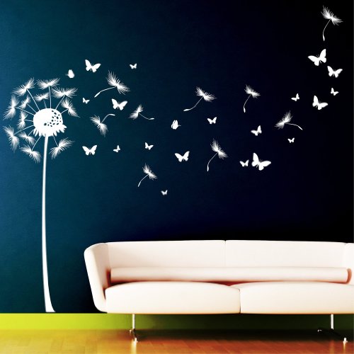 Wandtattoo Loft „Pusteblume mit vielen Schmetterlingen“ – Wandtattoo / 49 Farben / 4 Größen / weiß / 120 x 198 cm - 3
