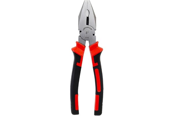 Spartan Combination Plier 8-inch for Home & Professional work Use as Electrical Work, Bending, Holding, Cutting & Pulling, etc Hand Tool Heavy Duty Cutting Pliers (Red & Black)