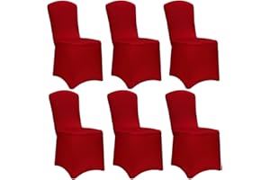 DETEX® Stuhlhussen 6er Set Rot ÖKO-TEX® Zertifiziert Stuhlbezug Stretch Waschbar Weihnachten Hussen Bezug für Stühle Überzug Überwurf Überzieher Stoff