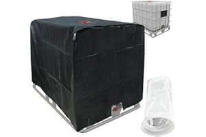 ETOMVOOP Ready Cubierta de lámina Parasol Protectora con Filtro de Tapa de Nylon IBC para Tanque de Agua de Lluvia 1000 L IBC contenedor Negro, Viene con Bolsa de Nailon