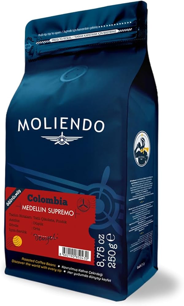 Moliendo Finest Coffee Colombia Medellin Supremo Yöresel Kahve (Öğütülmüş Filtre Kahve) 250 g