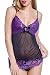 Produktbild Utimi Damen Dessous Durchsichtig Babydoll Bodysuit Verführerische Exotische Nachtwäsche Teddy Kleid (L)