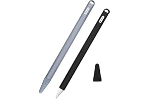 FORYEE Apple Pencil Premium Silicone Sleeve Compatible with Apple Pencil 2nd Generation Only Ultra Thin Protective Holder Sleeve for Apple Pencil with Pen Cap- 2 Packs (Black & Gray)