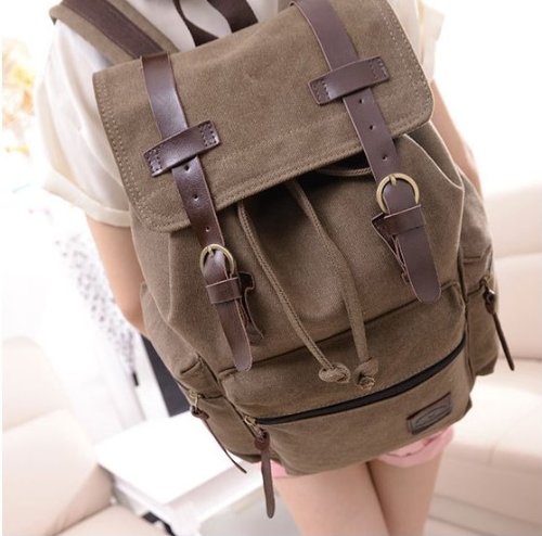 Neu Herren Damen Vintage Canvas Rucksack Retro Rucksack Vintage für Outdoor Sports Rucksack Uni Rucksack Universität - 2