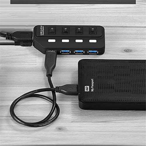 GOSCIEN Ultra Slim Extra Leicht 4-Port USB 3.0 Datenhub für Apple MacBook, MacBook Air, MacBook Pro, Mac Mini, iMac, MacPro, Windows Laptops und Ultrabooks, mit Power Schalter und LEDs - 8