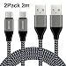 Produktbild Typ C auf USB Ladekabel [2-Pack 2m] - Xcords Aluminum Typ C auf USB Datenkabel für Samsung Galaxy S8/S8+/Note 8, Nexus 5X/6P, Lumia 950/950XL, OnePlus 3, Sony Xperia XZ, Huawei P10(Kohlenschwarz)