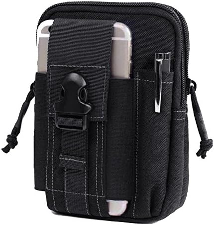 Valali Tactical Molle Pouch EDC Utility Multipurpose Waist Bags with Cell Phone Holder Money Pocket Wallet (Black)