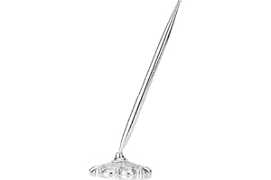 HANBOLI Stylo Signature, Rétro Stylo À Bille en Métal Attaché Base Support Bureau Comptoir De Mariage Invité Signe Signature Stylos Or