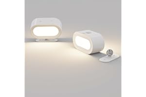 Coollamp 2PACK Rechargeable Wall Light, Battery Operated Wall Lamp with Touch Control 3 Color Modes, 4 Dimmings, 360 ° Rotation, 1H Timer, Rechargeable Wall Sconce for Reading Bedroom