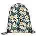 Produktbild Dama Home 4 Peach Summer Florals - Deep Dark Green_14401 Kordelzug Rucksack Rucksack Umhängetaschen Sport Sporttasche Travel