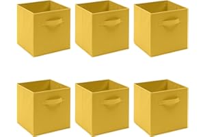 Kamorry Storage Bins, Set of 6 Storage Cubes with Handle,Foldable Fabric Storage Boxes, Fit Cube Storage Unit 26.5cmx26.5cmx28cm (6 Pack, Yellow)