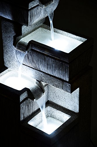 dobar Großer Design Garten-Brunnen mit Pumpe und LED´s, Polyresin, grau, 38.7 x 32.3 x 80.3 cm, 96130e - 2