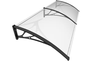 VOUNOT® Auvent de Porte d'entrée Toit Marquise en Polycarbonate Porte Résistante Toit Abri Protection Contre La Pluie et UV Transparent 200x80cm Noir