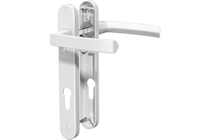 GANZTECH 1 Set weißer PVC-Aluminium-Türgriff, 92 mm PZ (Mitte), Rückplatte 243 mm, 210 mm Schraube zu Schraube, weißer Ersatz-PVC-Türgriff