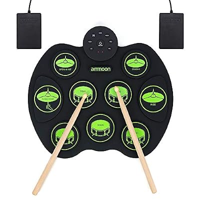 ammoon Batterie Électronique Drum Set, portable électronique Roll Up Tambour, de batterie de pratique sensible au toucher enroulable numérique