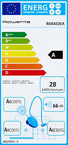 Rowenta Silence Force RO6432 - Aspirador con etiqueta energética AAAA, triple filtración con bolsa de 4,5 l de capacidad, cepillo parquet y ranuras, tubo telescópico, nivel de ruido 66 dB(A)