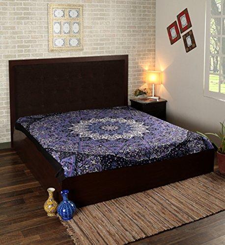 geschenke Tapisserie indische ethnisch 88×82 Deko Schwarz Wandteppich Baumwolle Wall Hanging Floral Gedruckt Von Rajrang - 5