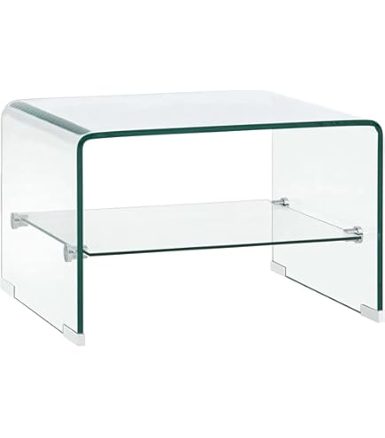 Tavolino Da Salotto In Vetro Temperato - Quadrato 50x40x56 Cm, Con Ripiani, Moderno E Minimalista - Foto 7