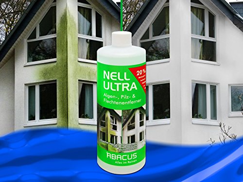 NELL ULTRA (6x1000ml Liter) Konzentrat — Algenentferner Pilzentferner Flechtenentferner Grünbelagsentferner Grabsteinpflege Moosentferner Algizid Algicid Elgenex Algenvernichter Algenkiller – von ABACUS - 2