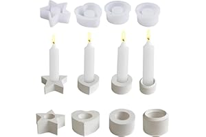 ‎YERIA Yeria Silikonform Weihnachten, silikonformen gießformen, DIY Silikon Kerzenformen SterneRund etc, 3D Handgemachte Kerzenhalter Formen, Harz Epoxid Stabkerzenhalter für Kunst Wohndekoration