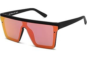 JIM HALO Occhiali da Sole Grandi Unisex. Lenti Specchiate senza Cornice. Per Donna - Uomo