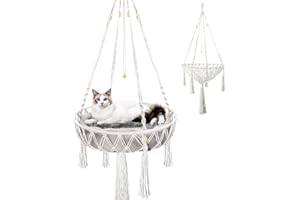 Nicoone Hamac pour Chat - Lit Balançoire en Coton à Suspendre, Nid Tricoté pour Fenêtre, pour Dormir, Jouer, Escalader et Se Détendre
