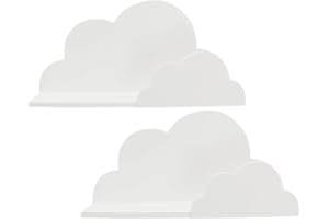 Carousel Home Gifts PACK of 2 Baby Nursery Child's Bedroom Playroom Cloud Shaped Floating Book Shelf | White Floating Shelves | 40 x 20 cm Children's Cloud Shelves For Nursery