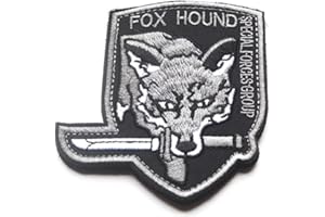 TOPPATCH Patch brodé Fox Hound - Tactique Moral - En métal - Solide - Groupe de force spéciale MGS - Emblème - Emblème - Airsoft - Paintball - Avec crochet et boucle - Gris