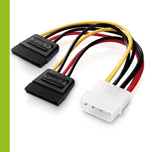 adaptare 34002 15 cm Adapter-Kabel 4-pin Molex auf 2-mal 15-pin SATA-Stecker schwarz - 3