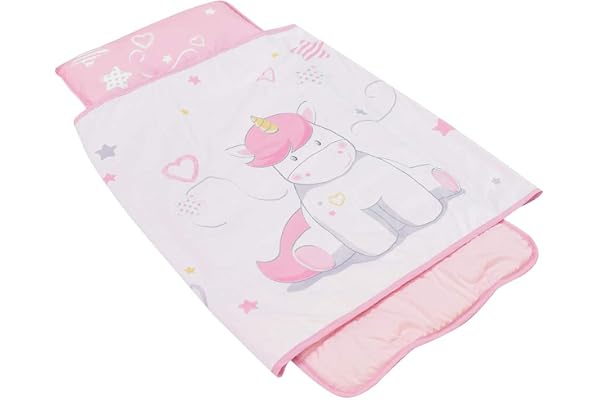 Fun House 713180 Licorne Tapis de Sieste/Sac de Couchage, Polyester, Rose, dimension: L.55 x P.121 cm