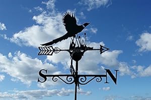GAP GARDEN PRODUCTS - Pheasant Design Weathervane. Solid Metal Construction and Coated in a Durable Black Finish