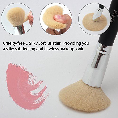 Qivange 15 stück makeup Pinselset synthetisches kosmetik Pinsel Set Foundation Lidschatten Pulver schminkpinsel mit kosmetik Tasche(Schwarz Silber) - 2