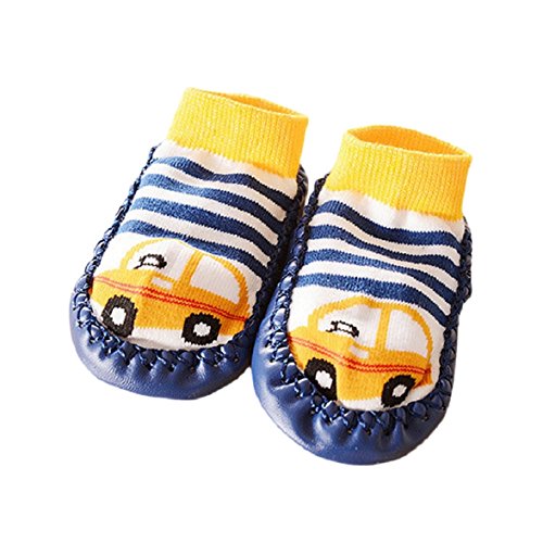 Amison Cartoon Kids Toddler Baby Anti-slip Sock Shoes Boots Slipper Socks (12~24 Month, Blue)