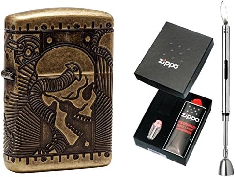 Choice 2017 Zippo Steampunk Skull Available + R S Lighter Chrome Antique &amp; Gift Set