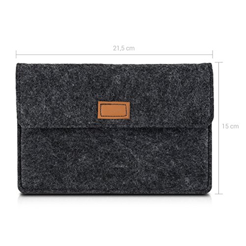 kwmobile Tablettasche Filz Sleeve für 7″ Tablet – Tablet Schutzhülle Tasche Case Hülle in Dunkelgrau mit Innentaschen Innenmaße: ca. 20,9 x 14,0 cm - 3