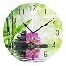 Produktbild Use7 Home Decor Wanduhr, Orchidee, Blumen, Zen-Stein, Bambus, Landschaft, Natur, rund, Acryl, geräuschlose Uhr, Kunst für Wohnzimmer, Küche, Schlafzimmer