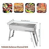 CERCHIO Barbecue à Charbon de Bois Portbale - Barbecue Pliable en Acier Inoxydable - Kit d'outils pour Barbecue d'extérieur - Pique-Nique - Patio - Jardin - Camping - Cuisson (60 x 24 x 45cm)