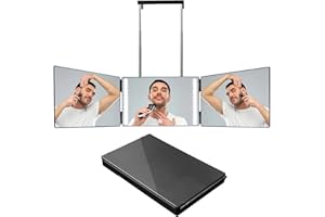 TRANSPLANT Espejo 360 con luz, Espejo de 3 Vías, Espejo Autocortado con Atenuación de Tres Colores, Espejo de Afeitar LED, Espejo Cosmético, Espejo de Peluquería, Gancho Telescópico Ajustable en Altura…