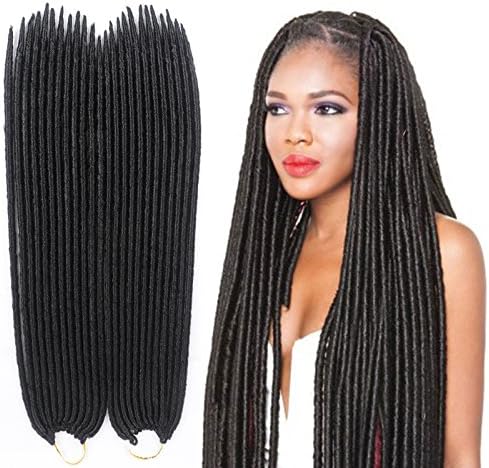 6 pieces faux locs crochet hair dreadlocks braids havana mambo twist crochet braid hair synthetic dread hair extensions (Black 1B# 6pcs)